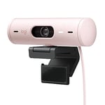 Logitech Brio 500 Full HD Webcam with Auto Light Correction, show Mode, Dual Noise Reduction Mics, Webcam Privacy Cover, Works with Microsoft Teams, Google Meet, Zoom, USB-C Cable, Streaming - Pink