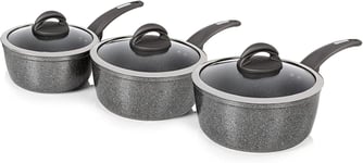 Tower T81212 Cerastone Forged 3 Piece Saucepan Set with Non-Stick Coating and S