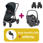 Maxi Cosi Pack Poussette Duo Oxford Essential Graphite + coque Pebble 360 adaptateurs = base Familyfix offerte