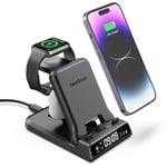 SwanScout Fast Charging Station for Apple, SwanScout 701A, 3 in 1 Foldable Charger Stand for iPhone 14 13 12 Series, for Apple Watch 9/8/7/6/5/Ultra 2/SE and Air-pods