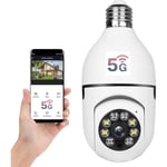 CaméRa D'Ampoule Wifi IntéRieure à 360 DegréS, CaméRa 2,4 / 5ghz Et 5ghz, Sans Fil 1080p De SéCurité Avec DéTection Mouvement Humain Jour Nuit En