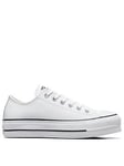 Converse Womens Leather Lift Ox Trainers - White/Black, White/Black, Size 5, Women