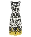 Roman Womens Fit and Flare Contrast Floral Dress - Yellow - Size 10 UK