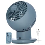 Iris Ohyama Woozoo, Ventilateur de Table, 30?, Bleu Mat, 5 Vitesses, Télécommande, Oscillation Multidirectionnelle, Minuteur 4h, Silencieux, pour Bureau, Chambre, Petit, Puissant, PCF-SC15T