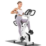 Dskeuzeew Foldable Exercise Bike, 8 Resistance Exercise Bike With Heart Rate Sensors, Adjustable Fitness Bike With LCD - Foldable Stationary Fitness Bicycle for Indoor Cycling (Exercise Bikes White)