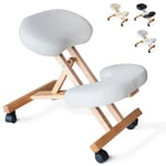 Bodyline Health And Massage - Chaise de bureau ergonomique siège assis-genoux en bois Balancewood Couleur: Blanc