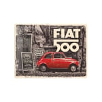 Kyltti 30x40cm / Fiat 500 - red Car In The Street