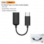 Xiaomi-Adaptateur Audio Usb Type C Vers 3.5mm,Convertisseur De Prise Pour Écouteurs,Mi 13t 13 12 Pro 12s Ultra Pad 6 Redmi K60 Pro - Type Black-1pcs