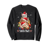 Santa Paw And Claw Santa Cat Christmas Tree Lights Cat Lover Sweatshirt