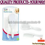 Baby Brush and Comb Grooming Set White Soft First Steps