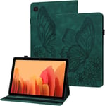 Etui Galaxy Tab A7 2022/2020 Housse En Cuir Pu Papillon En Relief Portefeuille Coque De Protection Tablette Pour Samsung Galaxy Tab A7 10.4 Pouces Sm-T500/T503/T505/T509 - Vert Foncé