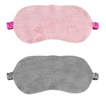 2 Pcs Plush Sleep Masks, Ultra Cute Soft Sleep Eye Cover, Blindfold Travel Sleep Masks for Kids Men Women， with Elastic Strap, Sleep Masks Adjustable for Kids Adult