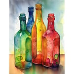 Artery8 Coloured Glass Cider Bottles Still Life Watercolour Painting Large Wall Art Poster Print Thick Paper 18X24 Inch