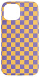 iPhone 15 Yellow & Purple Checkerboard Squared Pattern, Checkered Case