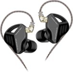 Iem Kz Zvx ¿¿couteurs In Ear Monitor De 10 Mm ¿¿ Double Cavit¿¿ Doublure Dynamique En M¿¿tal Avec Cable D¿¿tachable ¿¿ 2 Broches Plaqu¿¿ Argent Pour Audiophiles Musiciens(Noir, Sans Micro)