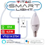 V-TAC VT-5114 2754 Ampoule LED E14 4W Candle RGB 2700K 6400K Amazon Alexa