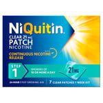 NiQuitin 21 mg Nicotine Patch - Step 1 - Stop Smoking Aid Therapy - 7 Clear Patches for 1 Weeks Treatment - 24h Craving Control - Invisible Nicotine Patches, 7 Count