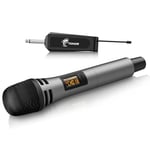 TONOR Micro Karaoke sans Fil, UHF Microphone Dynamique Chant Portable à Main avec Récepteur Rechargeable pour Karaoké Discours Mariage DJ Spectacles Église Classe Conférences TW310 Gris