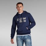 G Star Raw Mens G-Star RAW Dyed Graphic Hoodie - Navy Cotton - Size Small