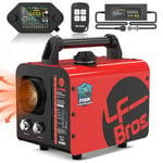 LF Bros 5KW Chauffage Diesel, 12V/220V Plateau Version Chauffe Diesel Portable, Réchauffeur d'Air Diesel avec Interrupteur à Cristaux Liquides Chronométré pour la Pêche sur Glace, Tente (Rouge)