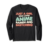 Love Anime Ramen and Sketching Girl Women Cute Funny Japan Long Sleeve T-Shirt