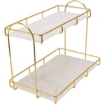 Etagère de salle de bain double dorée, étagère de rangement en métal étanche de grande capacité, étagère de rangement de parfum cosmétique pour salle