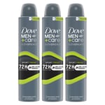 Dove Mens Anti-Perspirant Men+Care Advanced Sport Fresh 72H Protection Deo, 200ml, 3 Pack - Cream - One Size