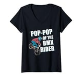 Womens BMX Birthday Party Bike Racing Pop Pop of the BMX Rider V-Neck T-Shirt