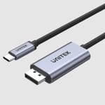 UNITEK 2m 4K USB-C to DisplayPort 1.2 Cable in Aluminium Housing. Supports upto 4K@60Hz. Plug &amp; Play. HDCP2.2 for 4K Netfli, Amazon Prime Video &amp; More. Space Grey &amp; Black. (p/n: V1409A)