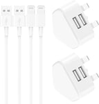 Pixelon iPhone Charger, 4-Pack USB Plug and 2M Cable for iPhone 14 13 12 11 Pro