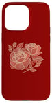 Coque pour iPhone 15 Pro Max Art floral rose botanique, style minimaliste