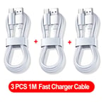 Nnbili-Câble De Charge Super Rapide Pour Samsung,Huawei,Xiaomi Redmi,Type C,Données,10a,100w,1 À 3 Pièces - Type 3pcs 1m