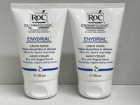 Roc Dermatologic Enydrial Hand Cream 2 X 50ml Travel Size For Dry Chapped Hands