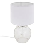 Lampe à poser en verre martelé et abat-jour en Lin Blanc H 30 cm