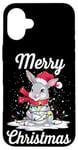 Coque pour iPhone 16 Plus Merry Christmas Bunny Santa Christmas Eve Party Christmas Lights