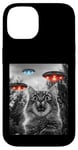 Coque pour iPhone 14 Maine Coon Cat Selfie avec Alien OVNI Homme, Femme, Enfant