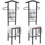 Lot de 2 valets de chambre jivo portants pour vêtements en métal laqué noir avec 1 tablette en mdf décor chêne sonoma - noir/chêne sauvage