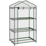 3 Tier Mini Greenhouse Grow House w/ Roll Up Door, 69x49x125cm