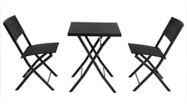 Ensemble table + 2 chaises PATIO coloris noir