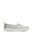 TOMS Alpargata Canvas Shoes - Silver, Silver, Size 5 Older