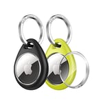 UNBREAKcable 360° Protective Case for AirTag, [2-Pack] AirTags Keyring Holder, Scratch-Resistant, Lock Design, Keychain for AirTag, TPU Full Cover Case for Key, Bag, Luggage, Pet Collar (Black&Green)