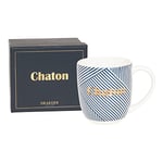 DRAEGER PARIS | Mug bleu en céramique "Chaton" | Mug mignon Idée Cadeau Ami, Partenaire, Copain, Copine| Mug café avec Coffret Cadeau
