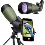 Gosky 20-60x80 Longue Vue - Lunette d'observation BAK4 pour tir à la Cible Chasse Observation d'oiseaux Paysage Animalier (avec Support de téléphone + Support SLR Compatible avec Canon)