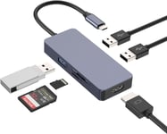 Hub Usb C,Station D¿Accueil,Adaptateur 6-En-1 Usb C Avec 4K-Hdmi,Usb 3.0/2.0,Charge 100W,Lecteur De Carte Sd/Tf,Compatible Avec Macbook Air/Pro,Pc Lenovo,Surface Pro