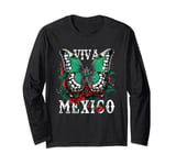 Mexican Independence Day Butterfly Mexico Women Girls Kids Long Sleeve T-Shirt