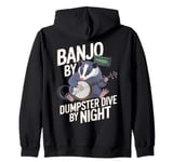 Opossum Playing Banjo Cottagecore Possum Zip Hoodie