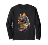 Celestial Forest Cat Mountains Graphic For Men Women Kids Long Sleeve T-Shirt