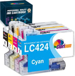 Lc424 Lc 424 Cartouche D'Encre Compatible Pour Cartouche Brother Lc424 Lc-424 Lc-424Val Pour Brother Dcp-J1200W Dcp-J1200We Imprimante ¿4 Pack, Noir, Cyan, Magenta, Jaune¿[DYJ072616]