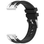 Premium silikonklokkerem 22 mm for Garmin, Samsung, Huawei (sølvspenne) Sort