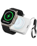 Kuulaa Portable Charger for Apple Watch, Wireless Magnetic iWatch Charger 1500mAh,Power Bank with Built-in Lightning Cable, Battery Pack with Keychain for Apple Watch Series &iPhone